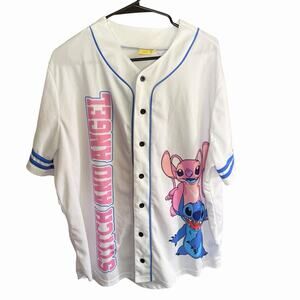 Disney Lilo And Stitch Angel Ohana Baseball Jersey T-Shirt Adult 1X White